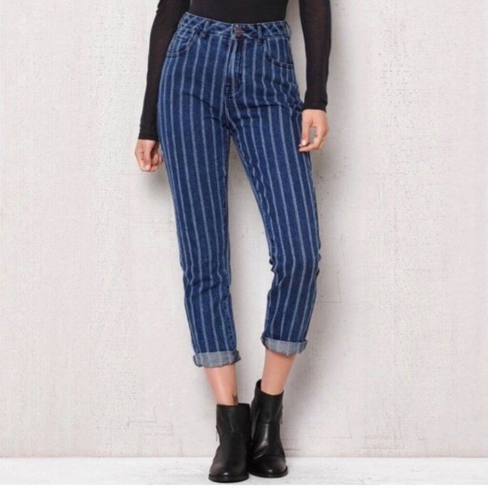 PacSun Railroad Striped Mom High Rise Jeans